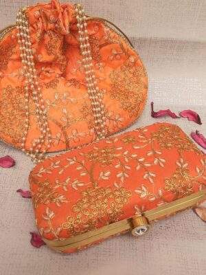 Rajasthani Style Royal Clutch Silk & Potli Combo For Women’s