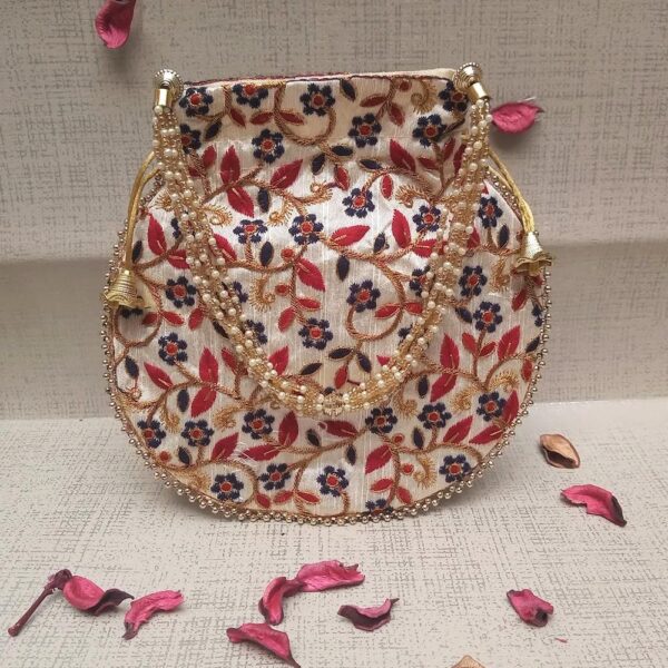 Flower Embroidery Designer | Wristlets Ethnic Potli for Women's