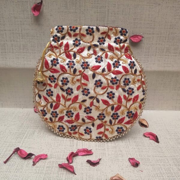 Flower Embroidery Designer | Wristlets Ethnic Potli for Women's - Image 3