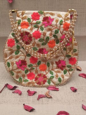 Flower Embroidery Designer | Wristlets Ethnic Potli for Women’s
