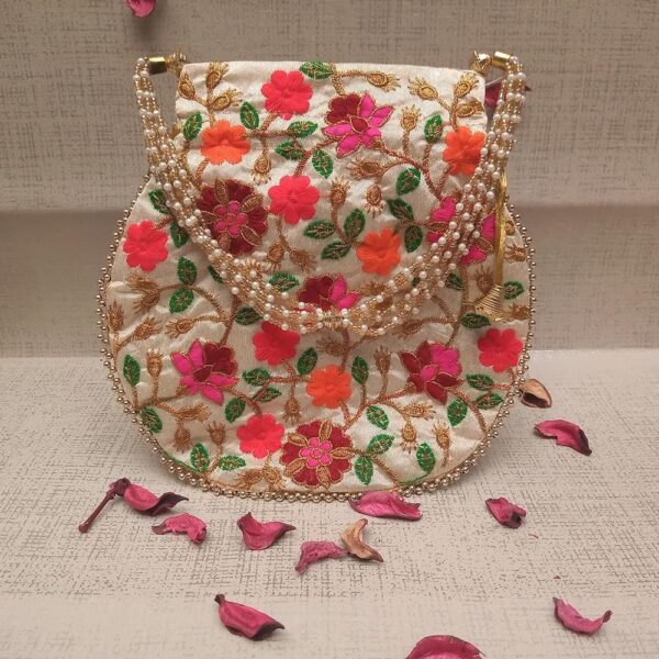 Flower Embroidery Designer | Wristlets Ethnic Potli for Women's