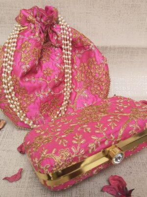 Rajasthani Style Royal Clutch Silk and Potli For Women