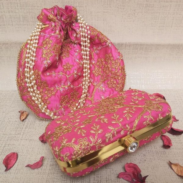 Rajasthani Style Royal Clutch Silk and Potli For Women