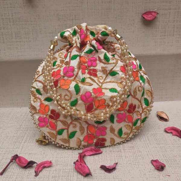Flowers Embroidery Designer | Wristlets Ethnic Potli for Women's - Image 2