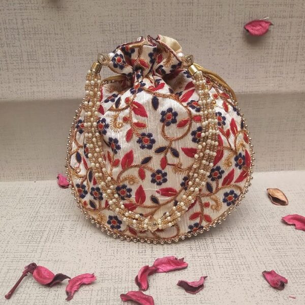 Flower Embroidery Designer | Wristlets Ethnic Potli for Women's - Image 2