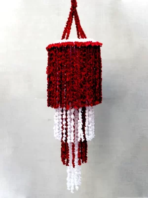 Red & White Woolen Soft and Attractive Hanging Four Layer Jhumar