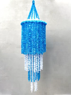 Blue & White Woolen Soft and Attractive Hanging Four Layer Jhumar