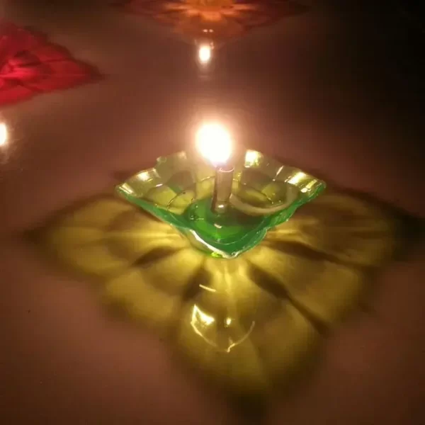 Square Shape Multicolor Reflection Plastic Diya / Panti Set of 12