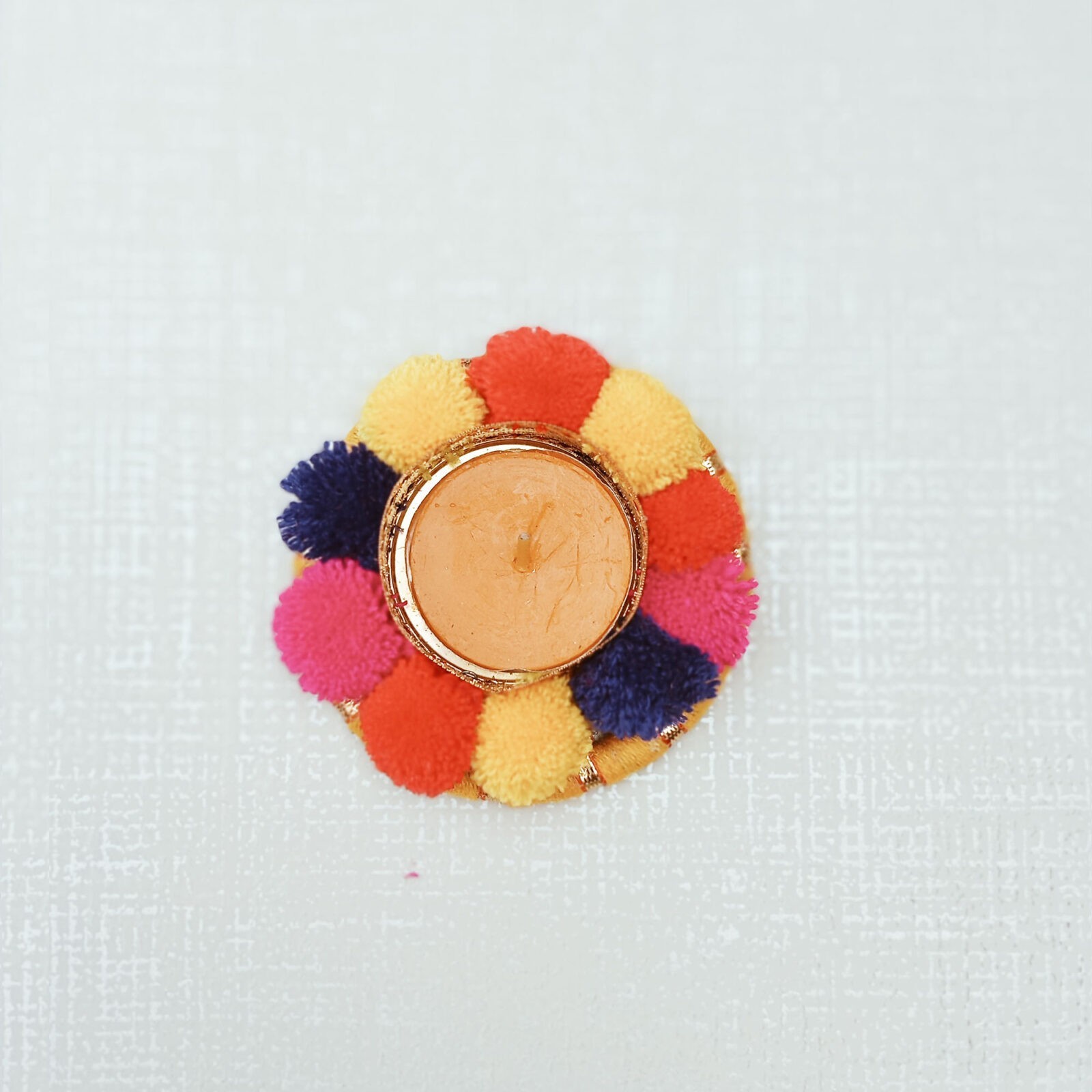 Pom Pom Rangoli for Diwali Decoration with Tea Light Diyas for Festival Decoration Diwali Puja (Copy)