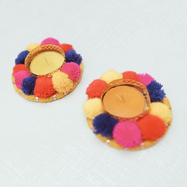 Pom Pom Rangoli for Diwali Decoration with Tea Light Diyas for Festival Decoration Diwali Puja (Copy) - Image 4