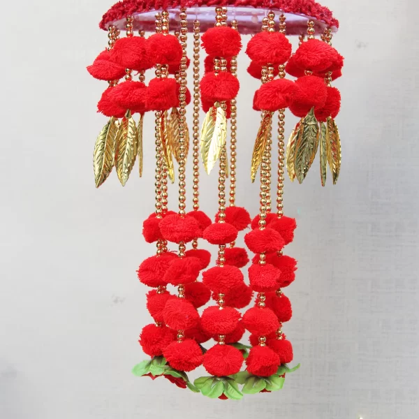 Red Color Attractive Hanging Jhumar, Handmade Jhumar for Diwali, Festival Decoration Jhumar - Image 2