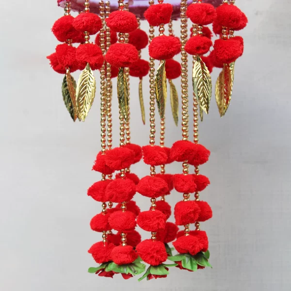 Red Color Attractive Hanging Jhumar, Handmade Jhumar for Diwali, Festival Decoration Jhumar - Image 3