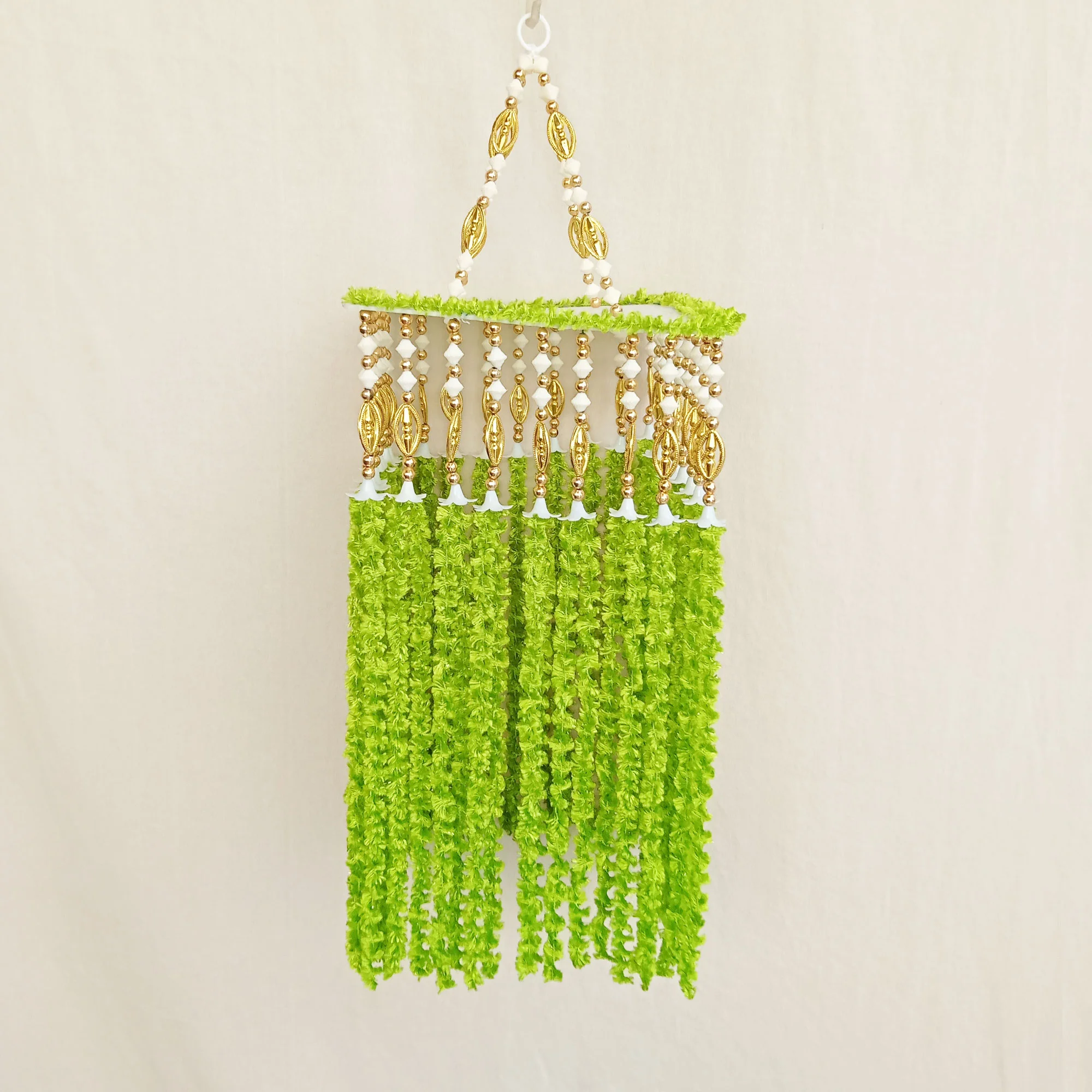 Green Wool Hanging Jhumar For Diwali Decoration