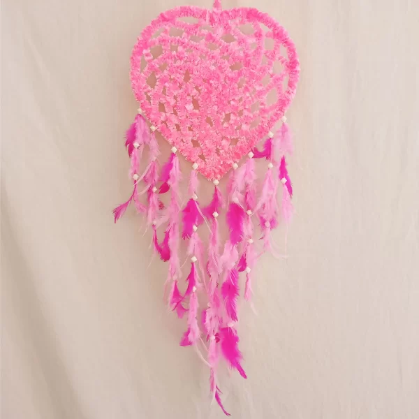Pink Colour Dream Catcher For Wall Hangings, Home Décor, Handmade for Bedroom, Balcony Decorative with Feathers - Image 2