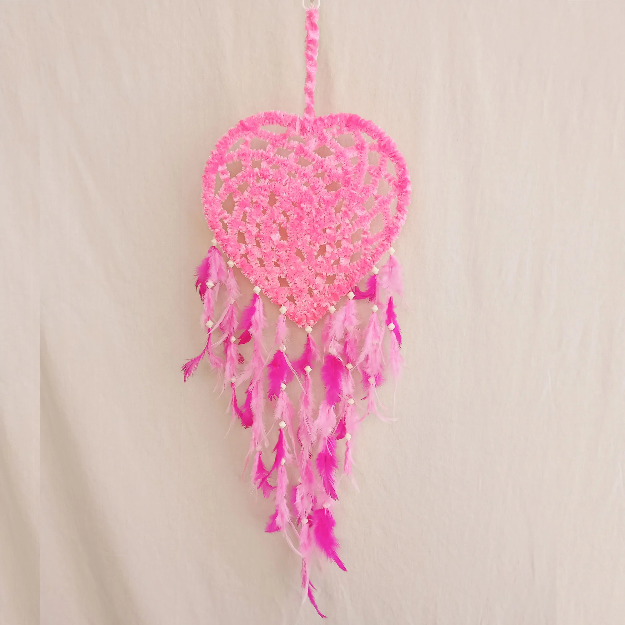 Pink Colour Dream Catcher For Wall Hangings, Home Décor, Handmade for Bedroom, Balcony Decorative with Feathers