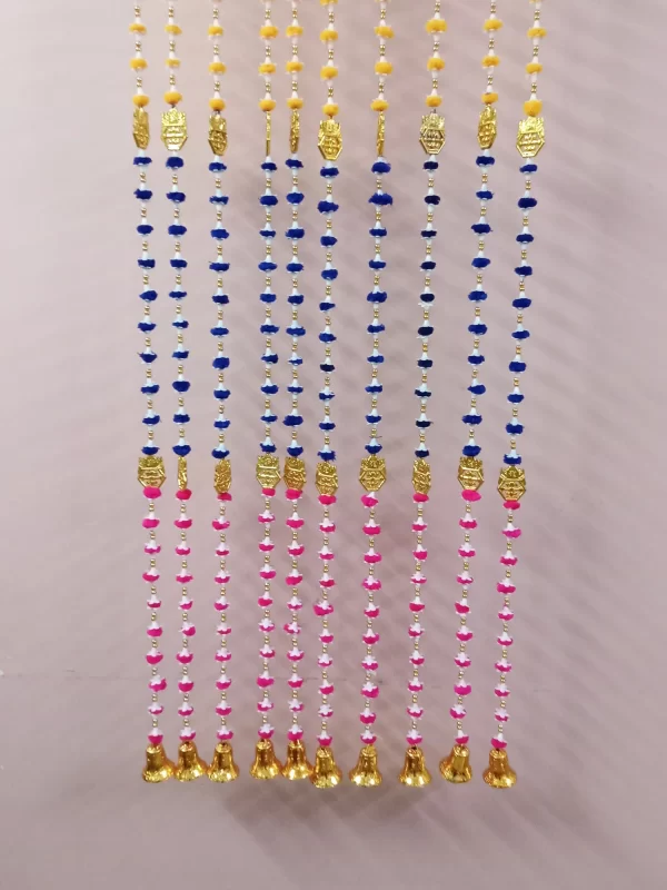 Tri Color Diwali Decoration Handmade Wall Door Hanging Pom Pom Latkan for Entrance Gate, PACK-05 - Image 2