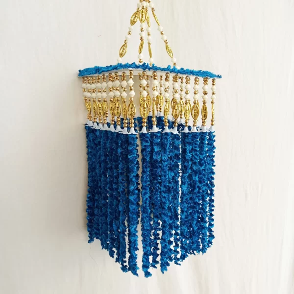 Blue Wool Hanging Jhumar For Diwali Decoration - Image 3