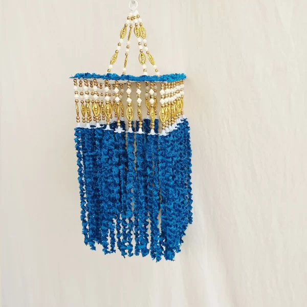 Blue Wool Hanging Jhumar For Diwali Decoration - Image 4
