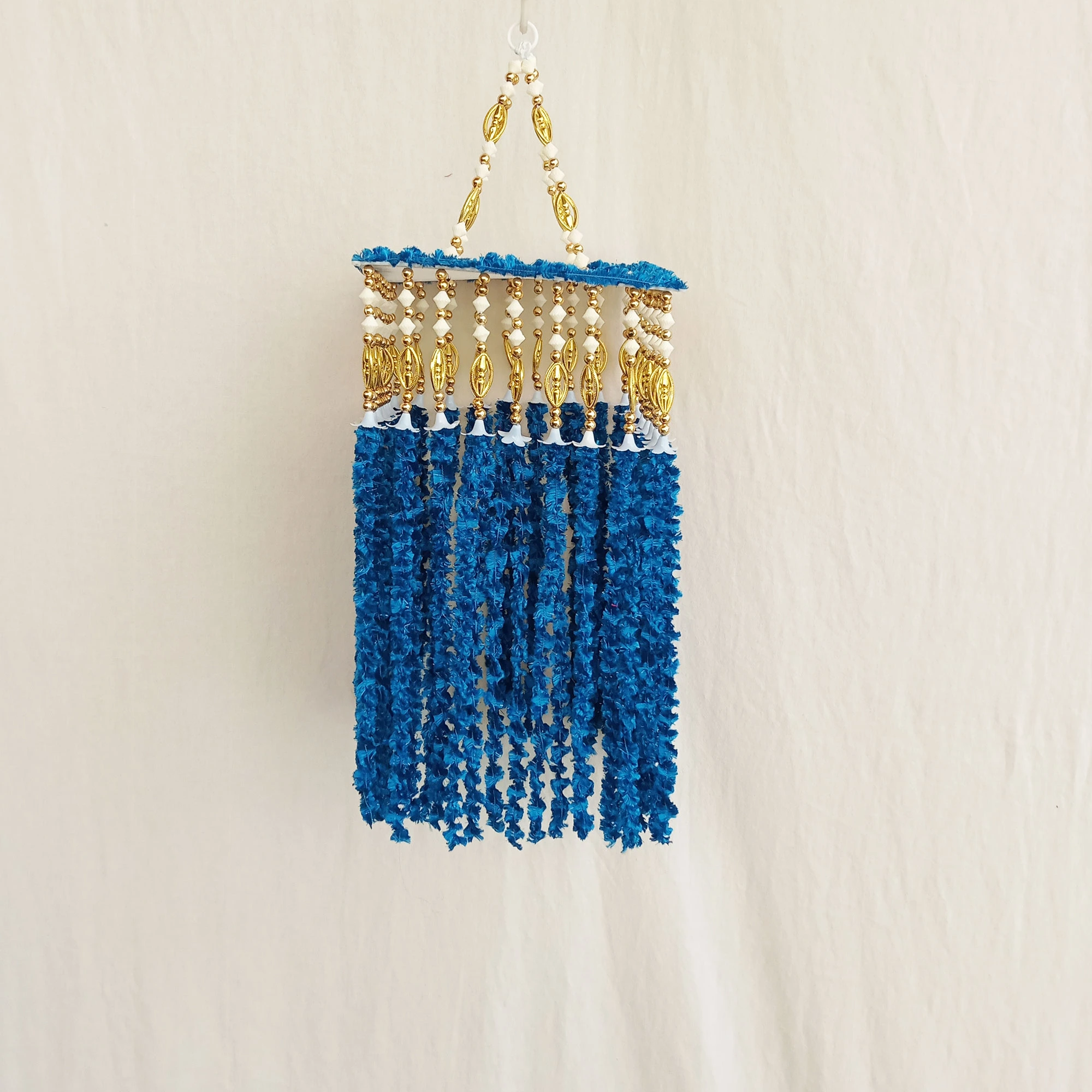 Blue Wool Hanging Jhumar For Diwali Decoration
