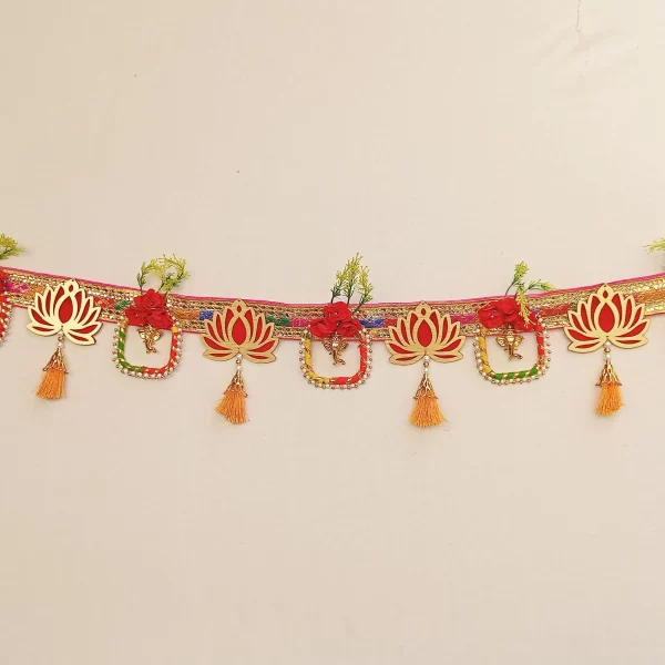 Lotus and Gajra Style Bandhanwar Handmade Banderwar Wall Hanging Door Hanging for Diwali / Bandarwal / Toran for Door, Traditional Toran for Door, 40"inch Length - Image 2