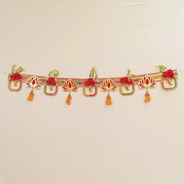Lotus and Gajra Style Bandhanwar Handmade Banderwar Wall Hanging Door Hanging for Diwali / Bandarwal / Toran for Door, Traditional Toran for Door, 40"inch Length