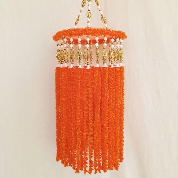 Orange Wool Hanging Jhumar For Diwali Decoration - Image 2