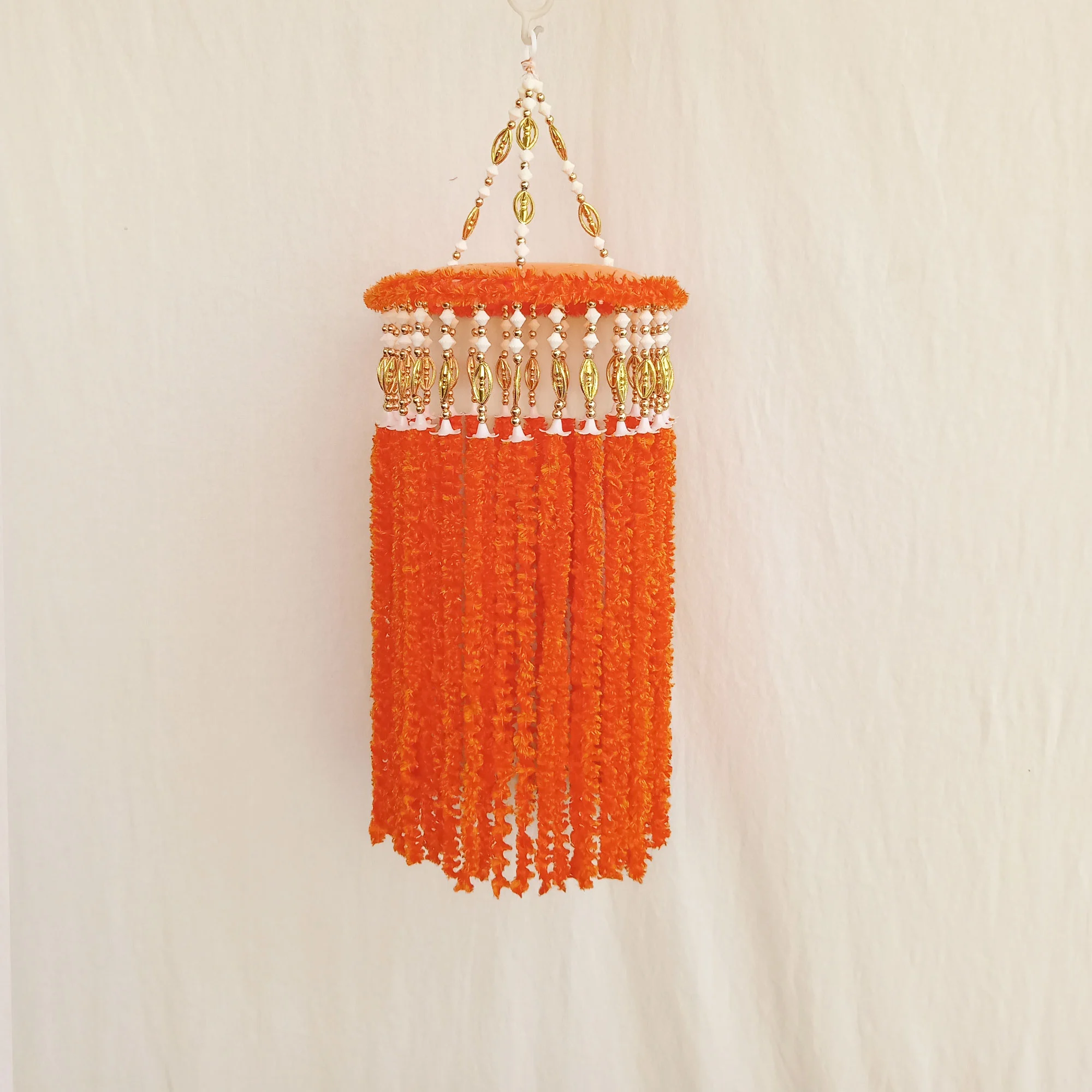 Orange Wool Hanging Jhumar For Diwali Decoration