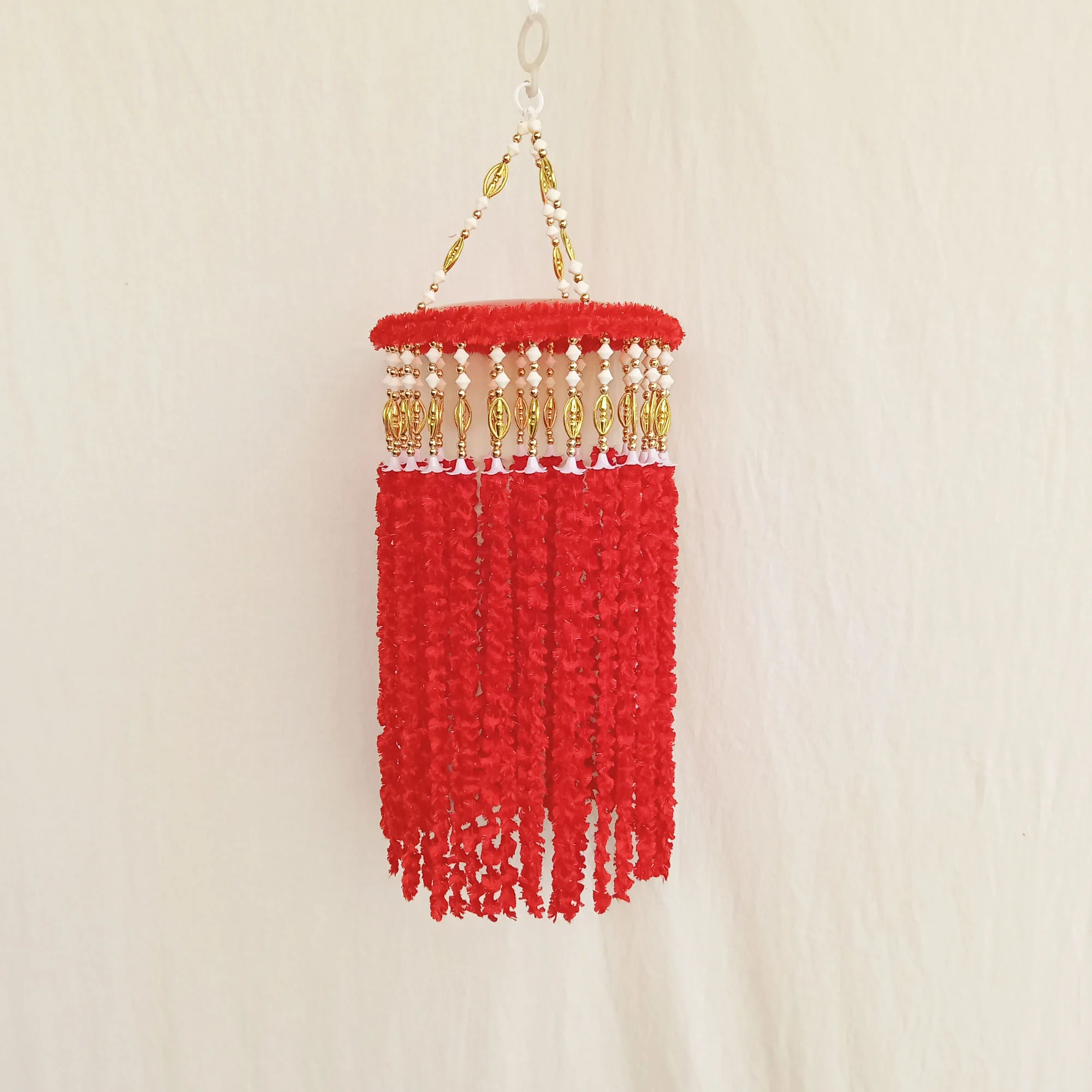 Red Wool Hanging Jhumar For Diwali Decoration