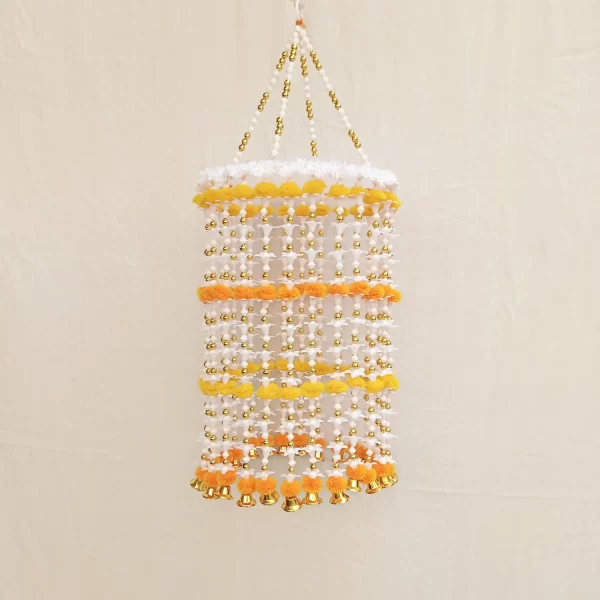 Beautiful Yellow & Orange PomPom Jhumar for Diwali Decor