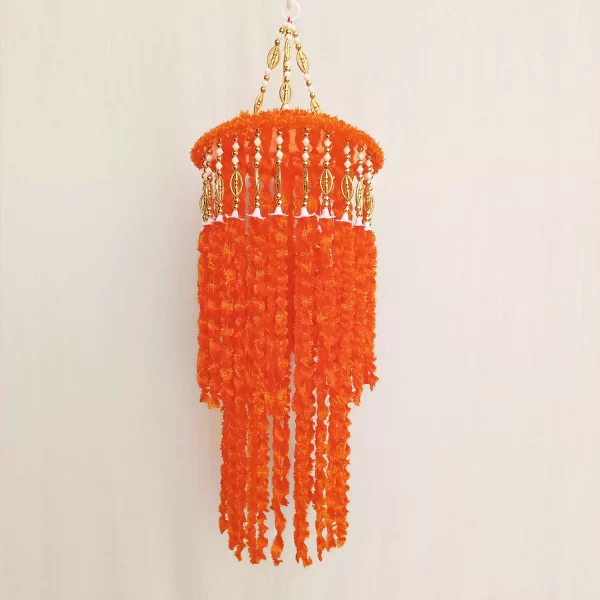 Handcrafted Hanging Orange Jhumar for Diwali Decor - Image 2