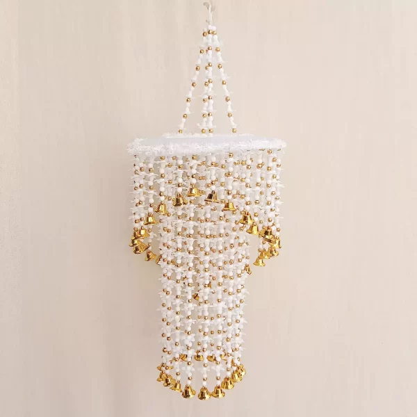 Beautiful White & Golden Beads Two layer Jhumar for Diwali Decor