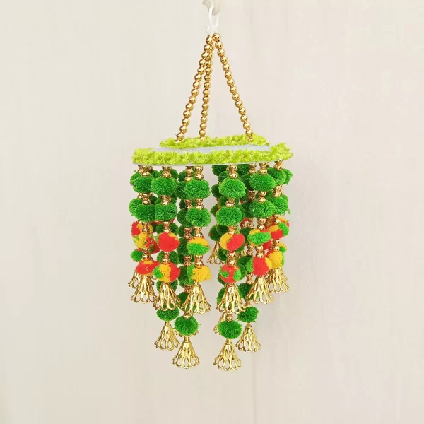 Elegant Design Jhumar with Multi-Color Pompom for Diwali Decor