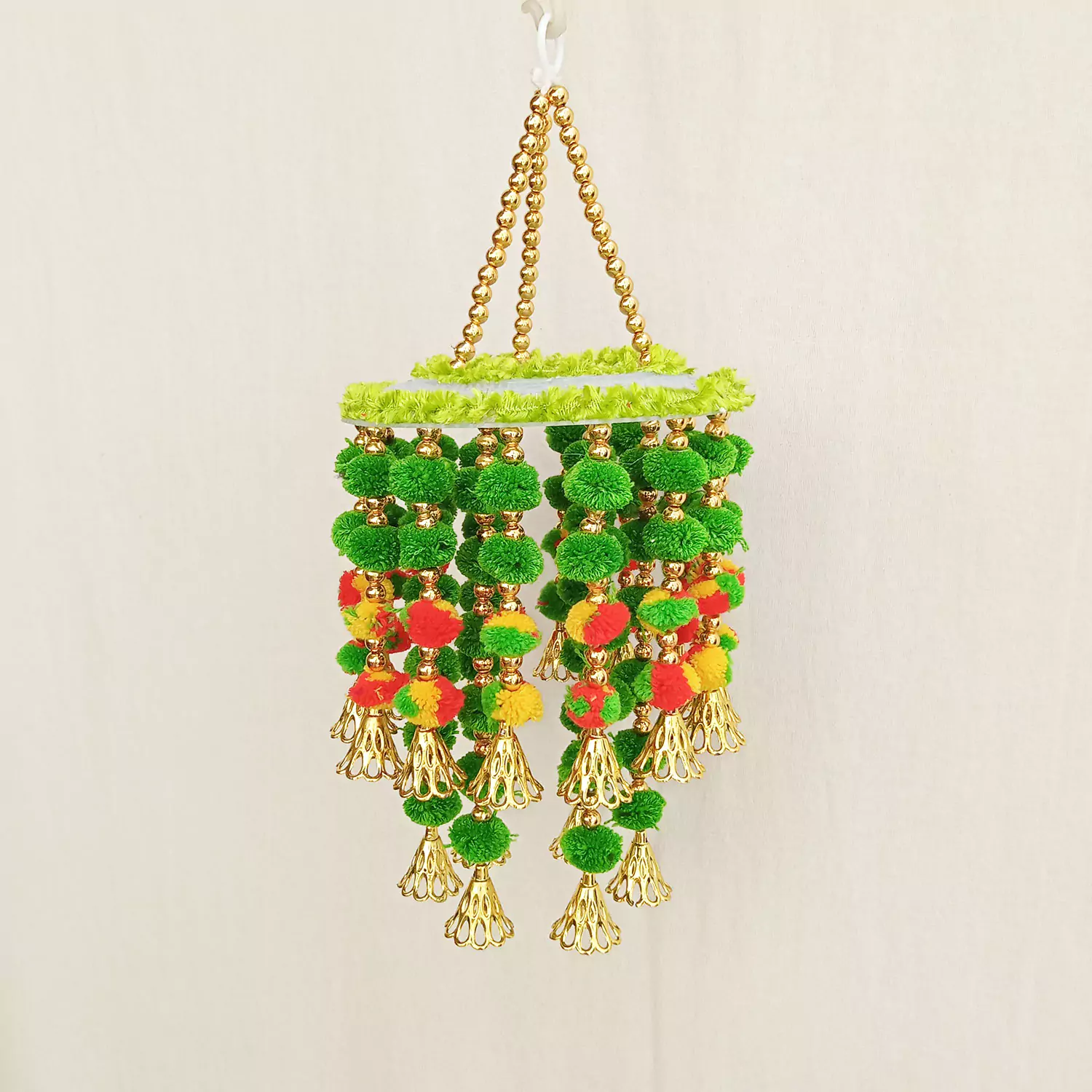 Elegant Design Jhumar with Multi-Color Pompom for Diwali Decor
