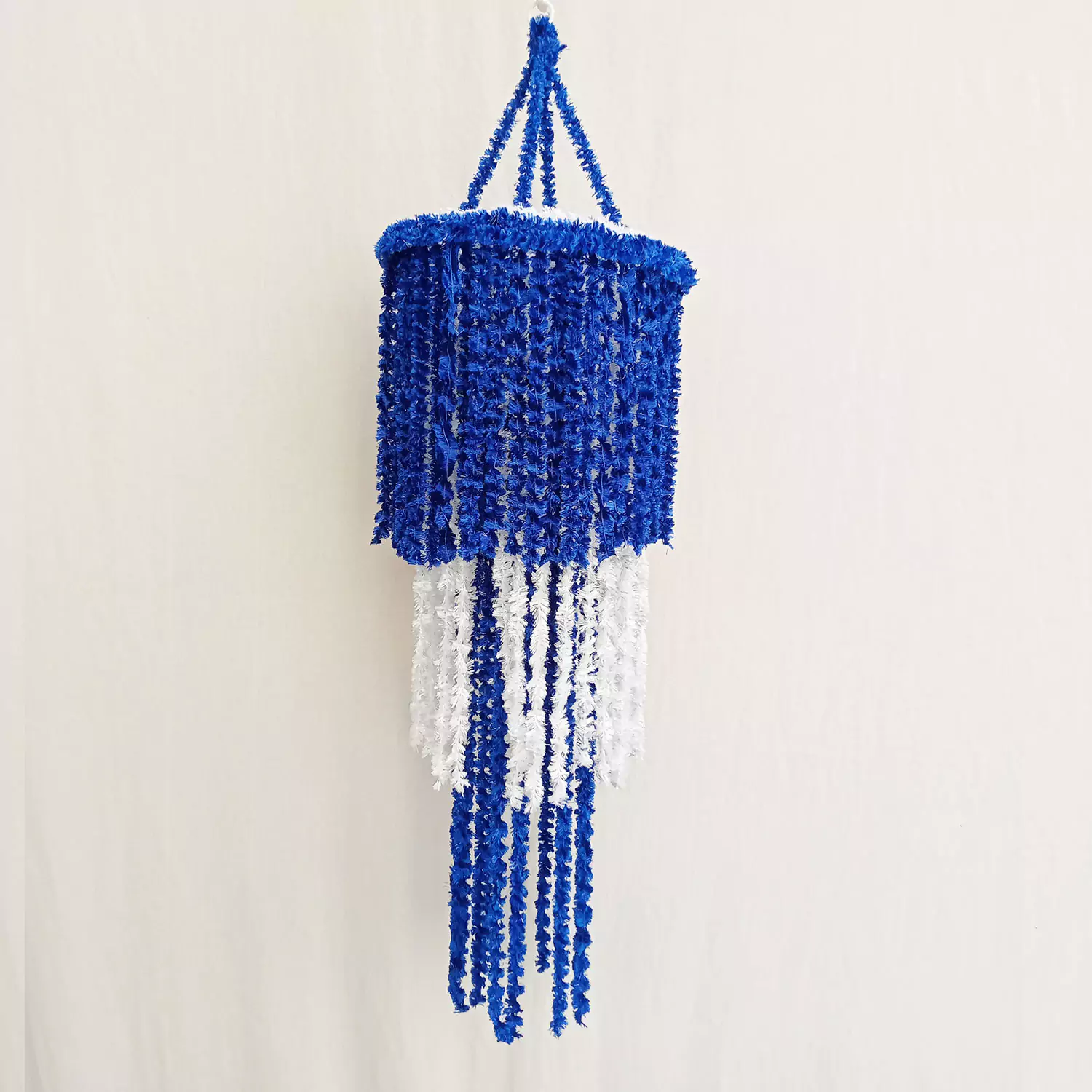 Blue & White Soft woolen & attractive Hanging Four Layer Jhumar