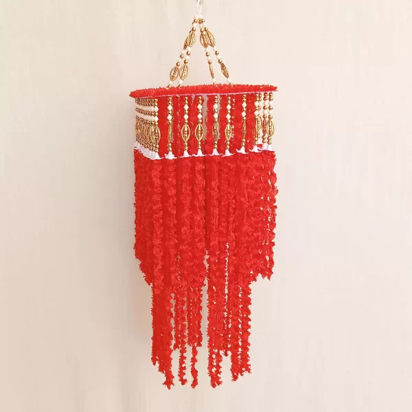 Handcrafted Hanging Red Jhumar for Diwali Decor - Image 2