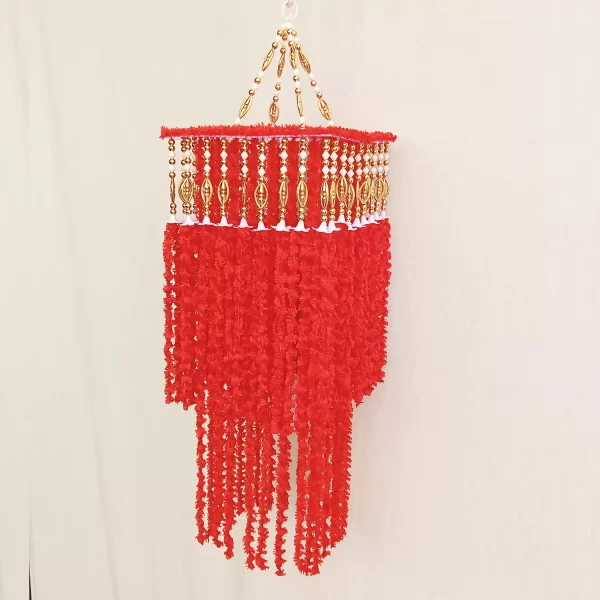 Handcrafted Hanging Red Jhumar for Diwali Decor - Image 3