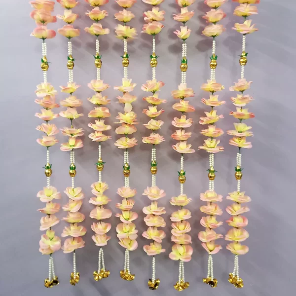 Beautiful Handmade Light Peach Flower Latkan & Door Hanging For Diwali Decoration - Image 2