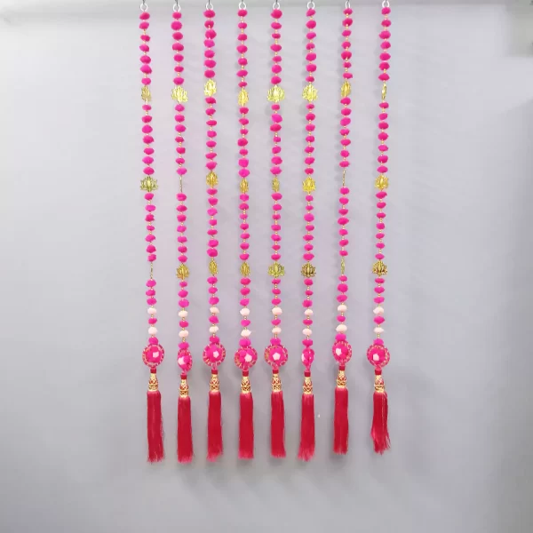 Handmade Wall Door Hanging Pink Pom Pom Latkan for Entrance Gate