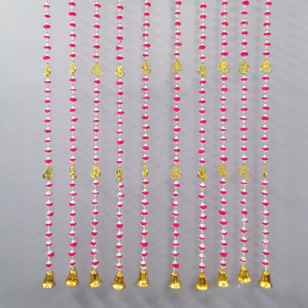 Pom Pom Latkan with Golden OM & Ghanti for Decoration, Diwali Hangings Decoration, Wall Hanging for Main Door Entrance - Image 2