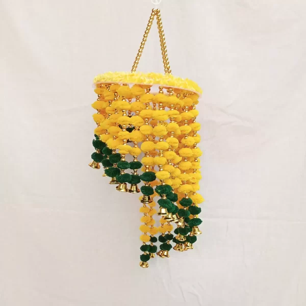 Elegant Design Jhumar Yellow & Green Pompom for Diwali Decor - Image 2