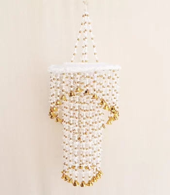 Beautiful-White-Golden-Beads-three-layer-Jhumar-for-Diwali-Decor