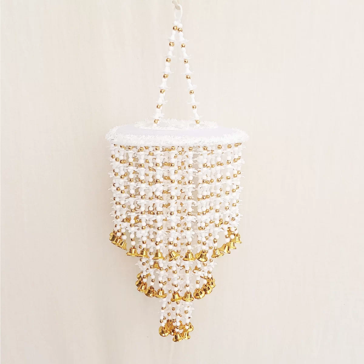 Beautiful-White-Golden-Beads-three-layer-Jhumar-for-Diwali-Decor