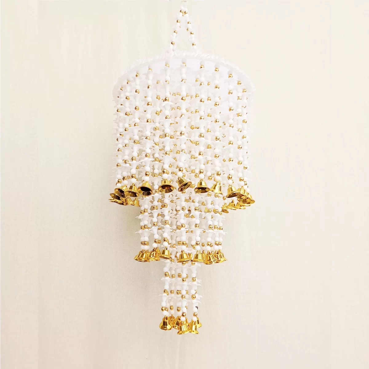 Beautiful-White-Golden-Beads-three-layer-Jhumar-for-Diwali-Decor