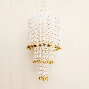 Beautiful-White-Golden-Beads-three-layer-Jhumar-for-Diwali-Decor