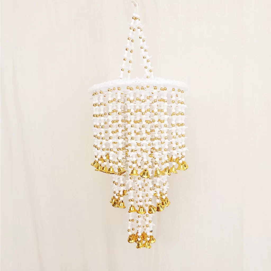 beautiful-white-golden-beads-three-layer-jhumar-for-diwali-decor