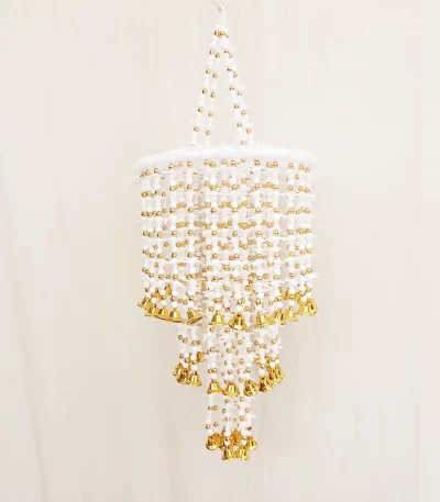 beautiful-white-golden-beads-three-layer-jhumar-for-diwali-decor