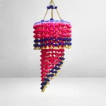 Pink-Blue-Pompom-Two-layer-Jhumar