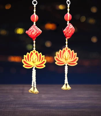 attractive-lotus-hanging-with-shubh-labh-pillow-1pair-latkans-for-wall-decoration