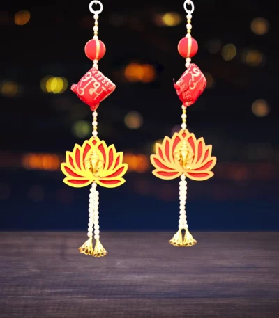 attractive-lotus-hanging-with-shubh-labh-pillow-1pair-latkans-for-wall-decoration