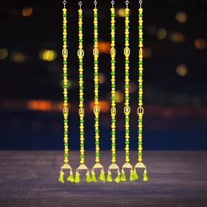 yellow-green-pompom-diwali-latkan-with-golden-bell-best-for-festivals-weddings